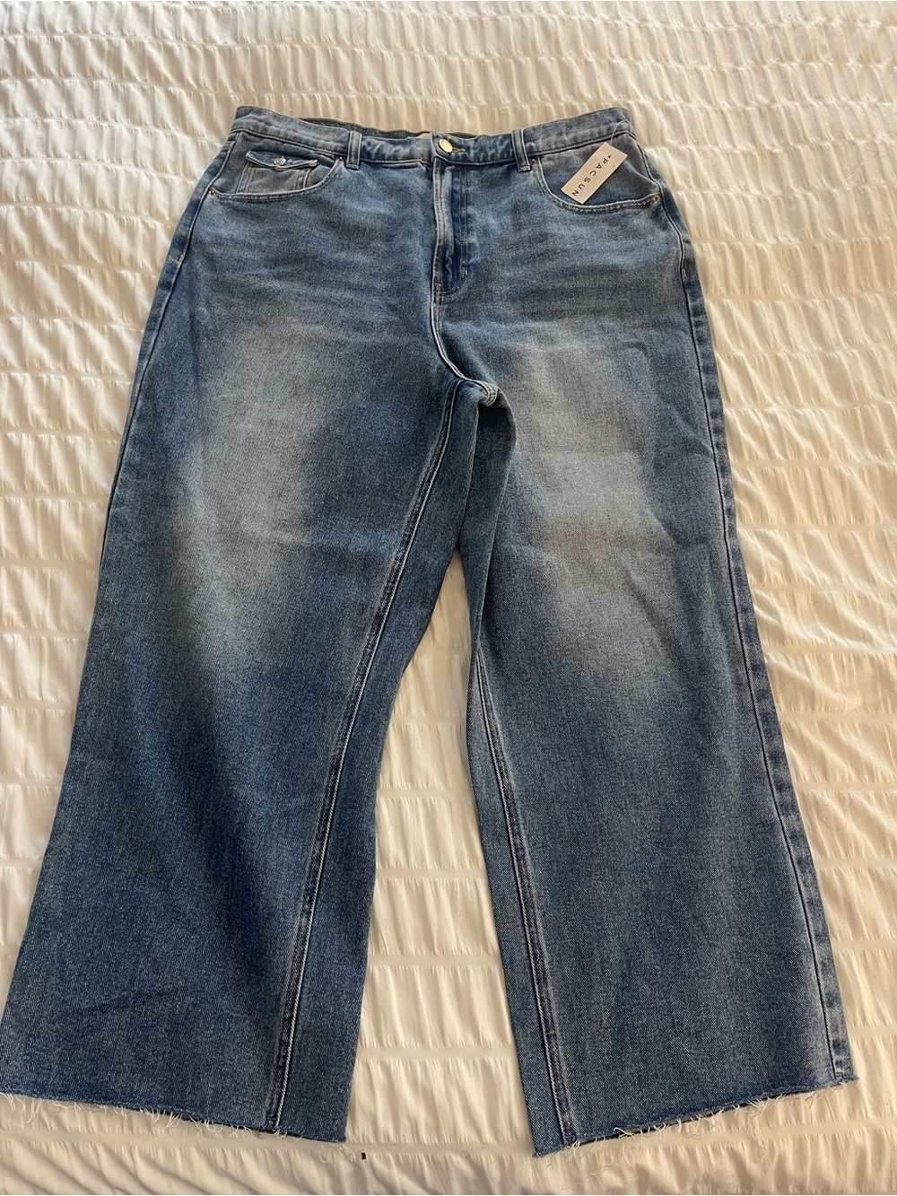 PacSun High Rise Wide Leg Cropped Jeans Washed Blue Size 32